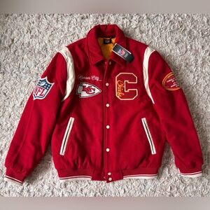 NFL Kansas City Chiefs Red Fleece Varsity Jacket Chiefs Jacket NWT Men’s Jacket